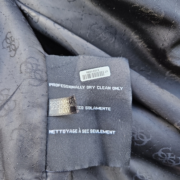 Guess black and white plaid belted wool-blend mid-length coat XXL - Picture 8 of 9